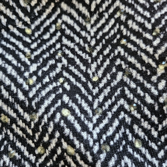 New Michael Kors Crystal Embellished Pullover Crewneck Black/White Sweater Small - Picture 5 of 7